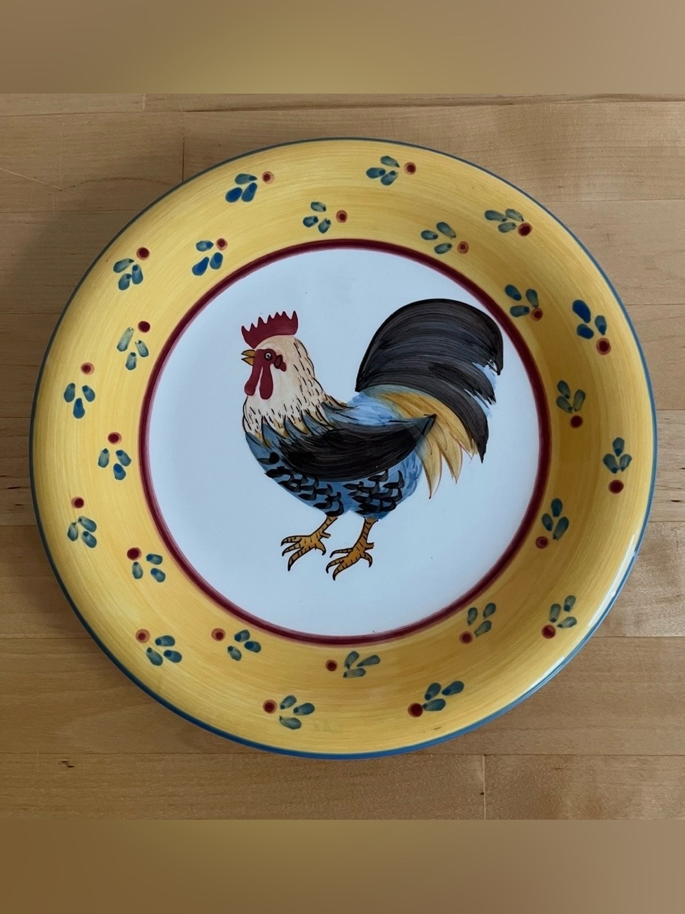 Rooster Hand Painted plate Milson and Louis pottery 8" Yellow Farmhouse Country